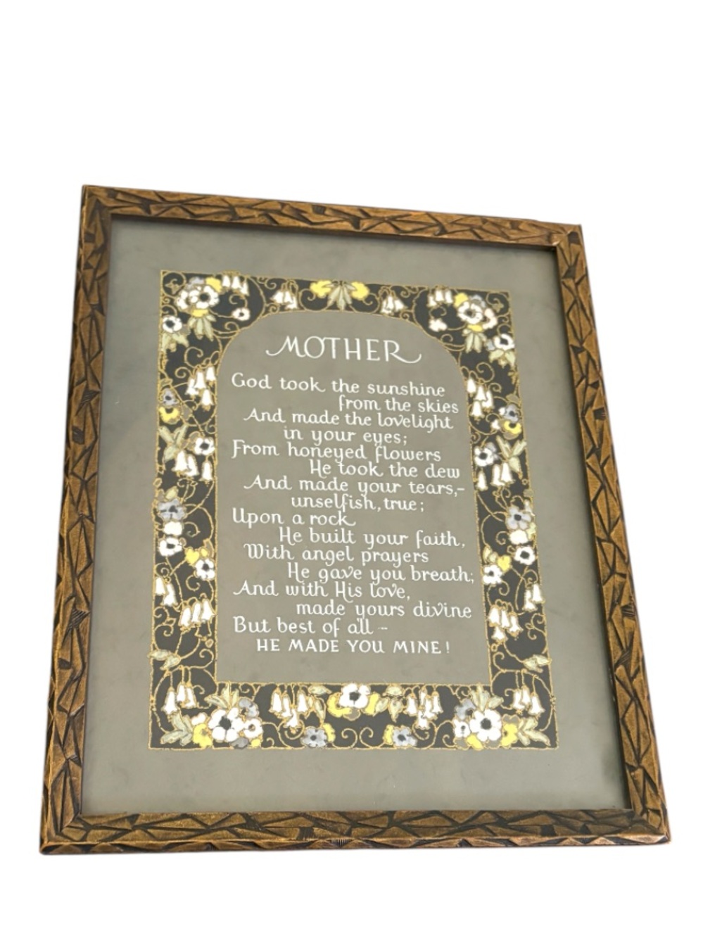 VINTAGE➕1929 Mother Art Deco Framed Poem • Cincinnati Art Publishing Co